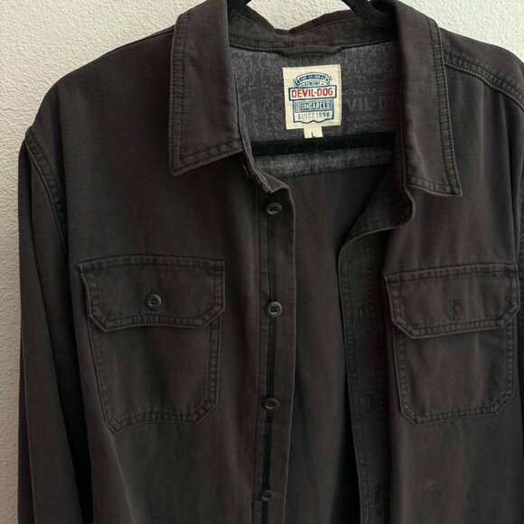 Devil-Dog Dungarees Men's Black Button Up Size Large - Picture 2 of 7